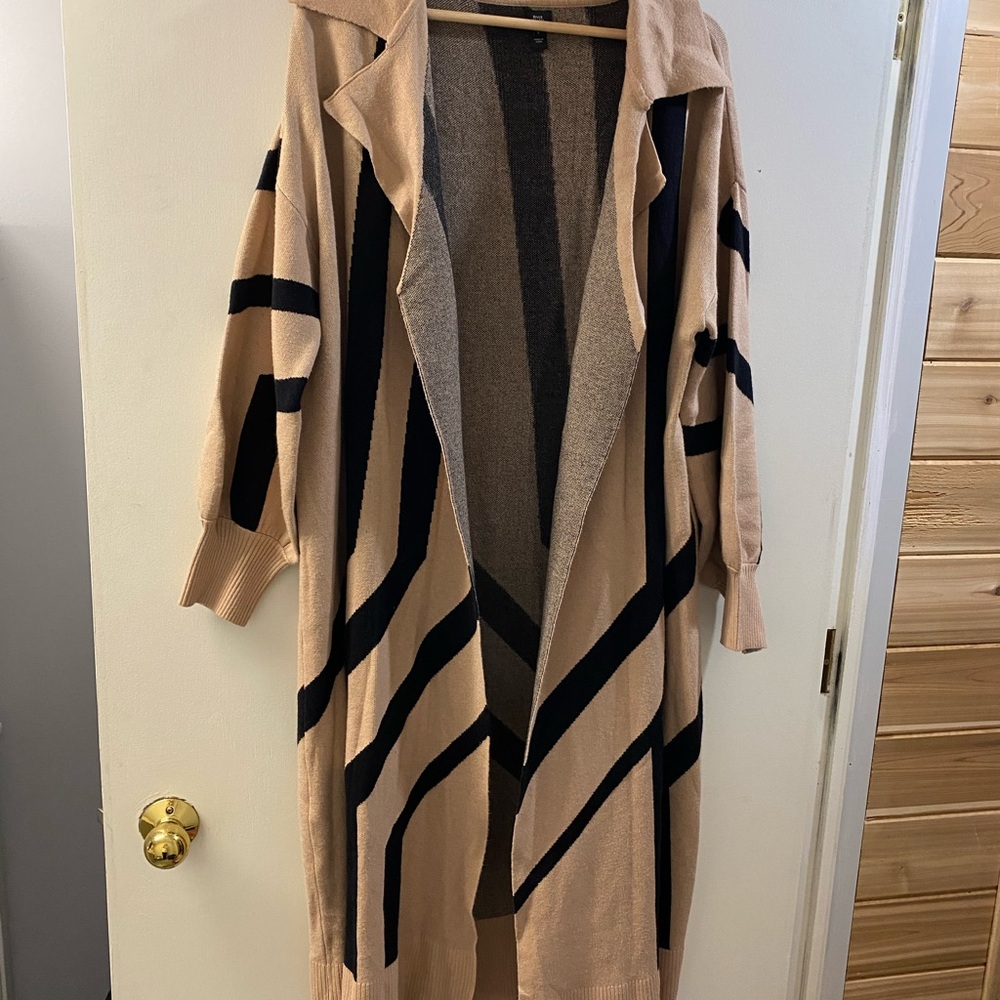 River Island Beige and Black Striped Cardigan - Picture 1 of 6